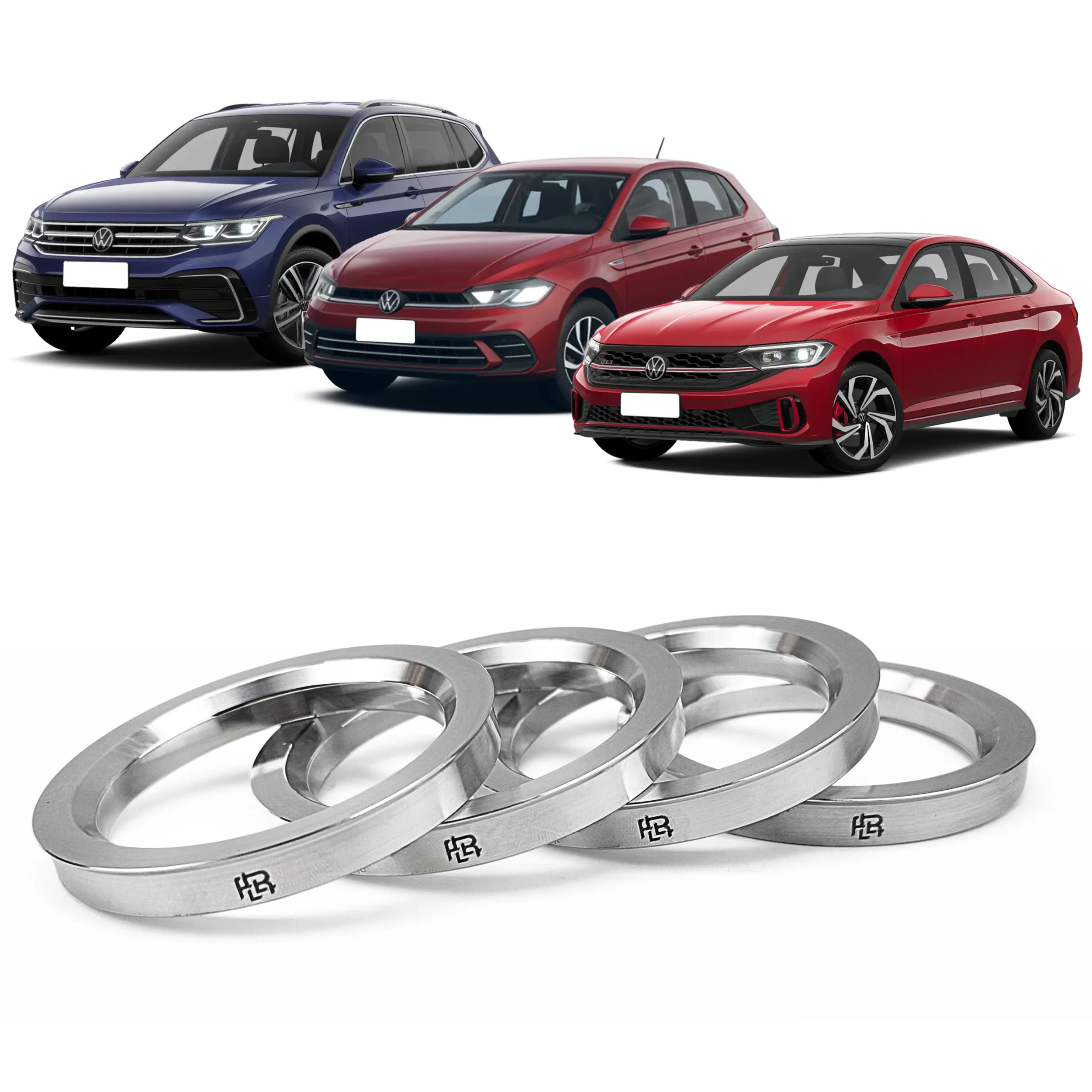Jg 4 Aneis Centralizador Alumínio Para Volkswagen 57.1